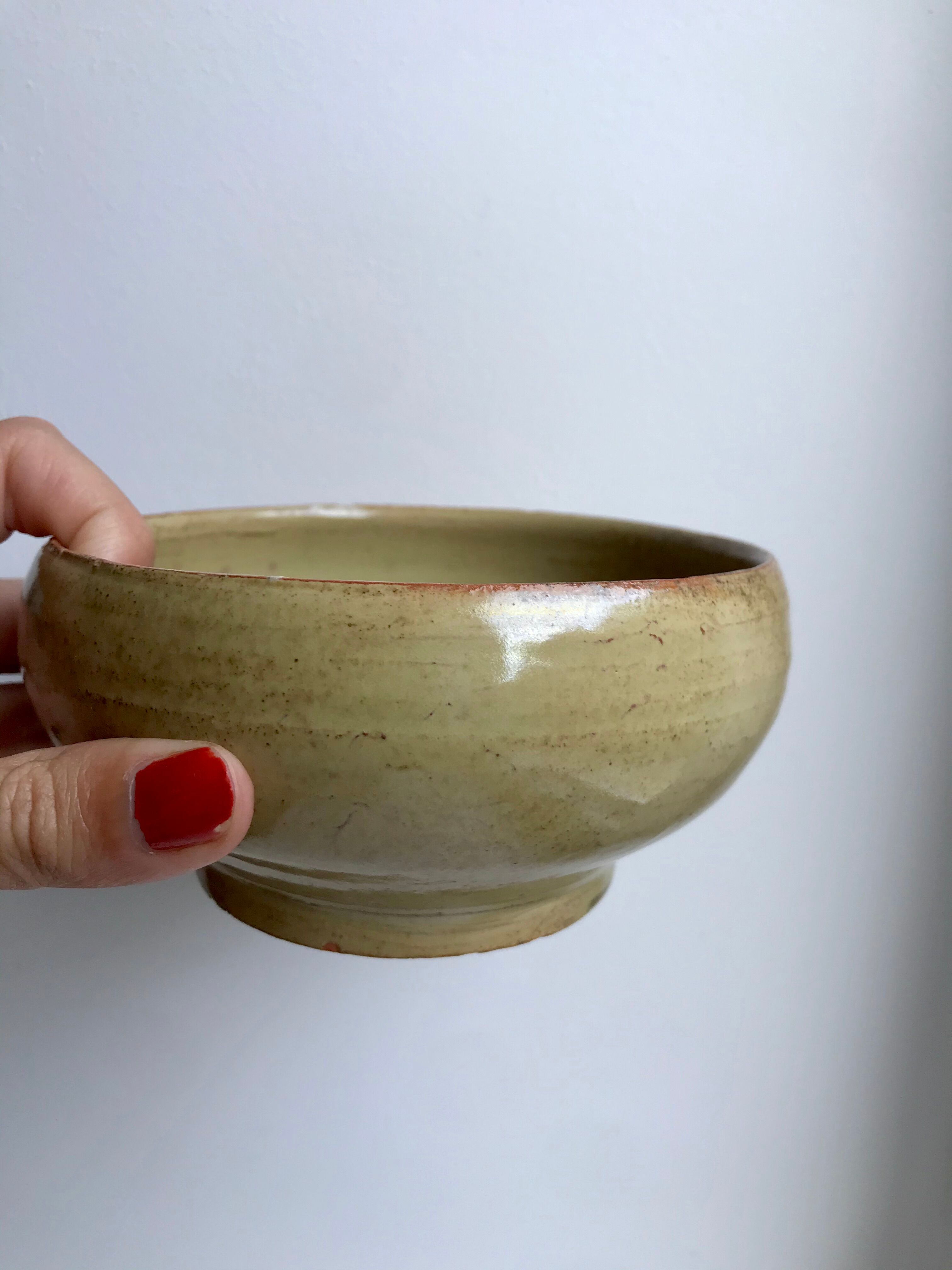 Ceramic bowl / glazed pottery signed 60s-70s