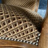 Pair of Voltaire armchairs in wood and fabric