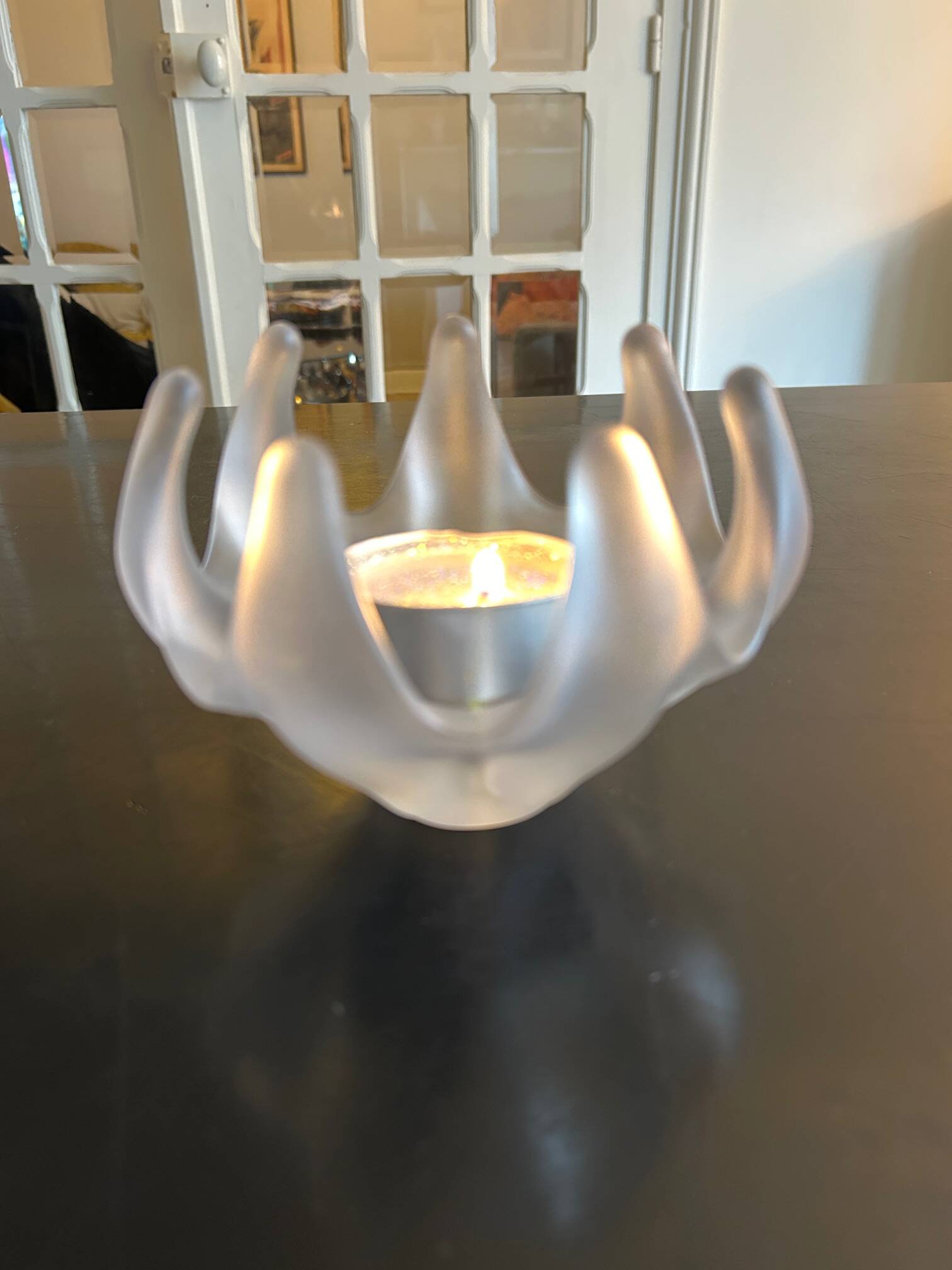 frosted crystal candlestick