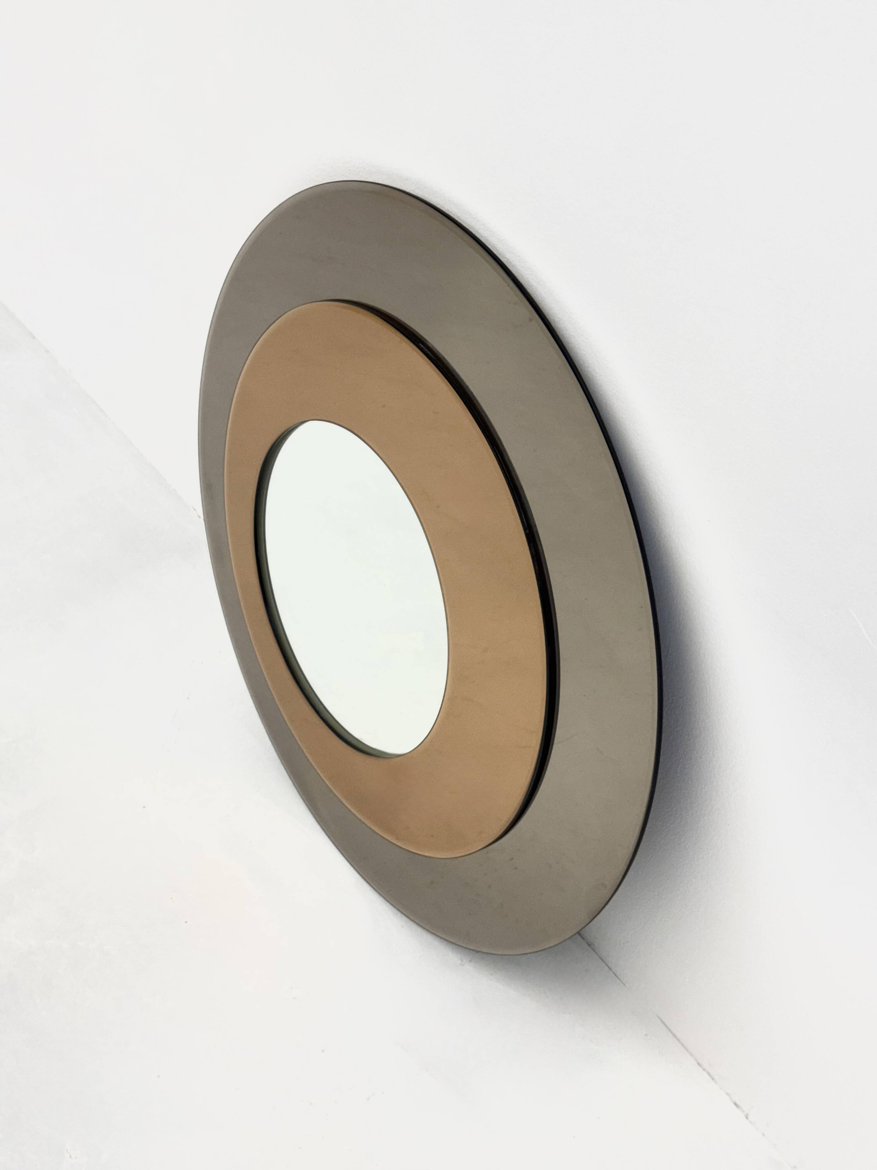 Miroir mural rond en Metalvetro Galvorame aux tons marron