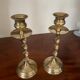 Pair of twisted brass candle holders