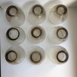 Set of 9 large design art deco smoked glass water glasses 30s