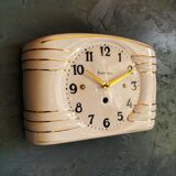 Vintage ceramic clock silent rectangular wall clock "Manufrance golden white"