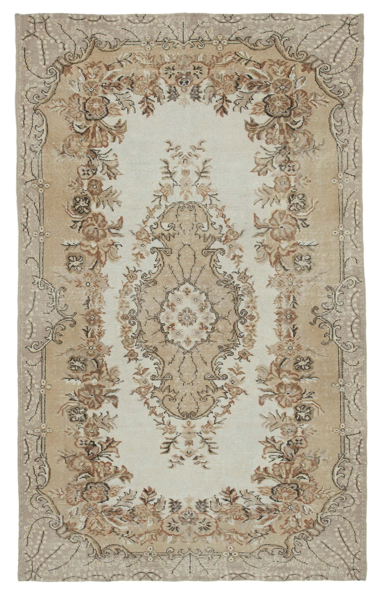 Hand-knotted turkish beige rug 175 cm x 285 cm