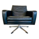 Vintage Danish swivel chair in black leather by Georg Thams