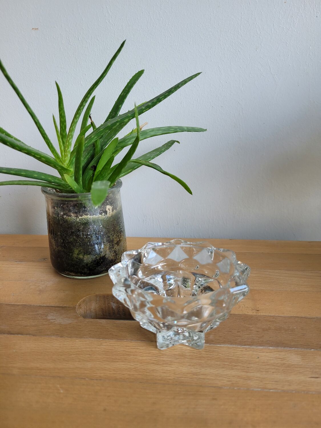 Star thick glass candle holder