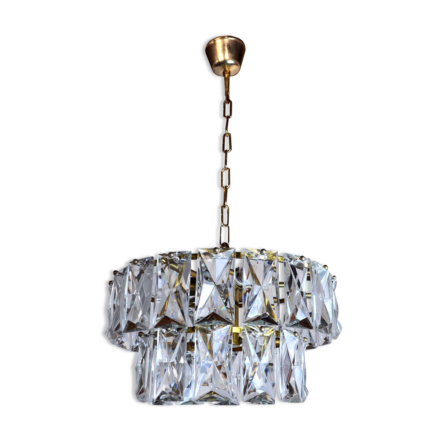 Lustre Kinkeldey 2 niveaux cristaux Allemagne 1970
