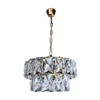 Lustre Kinkeldey 2 niveaux cristaux Allemagne 1970