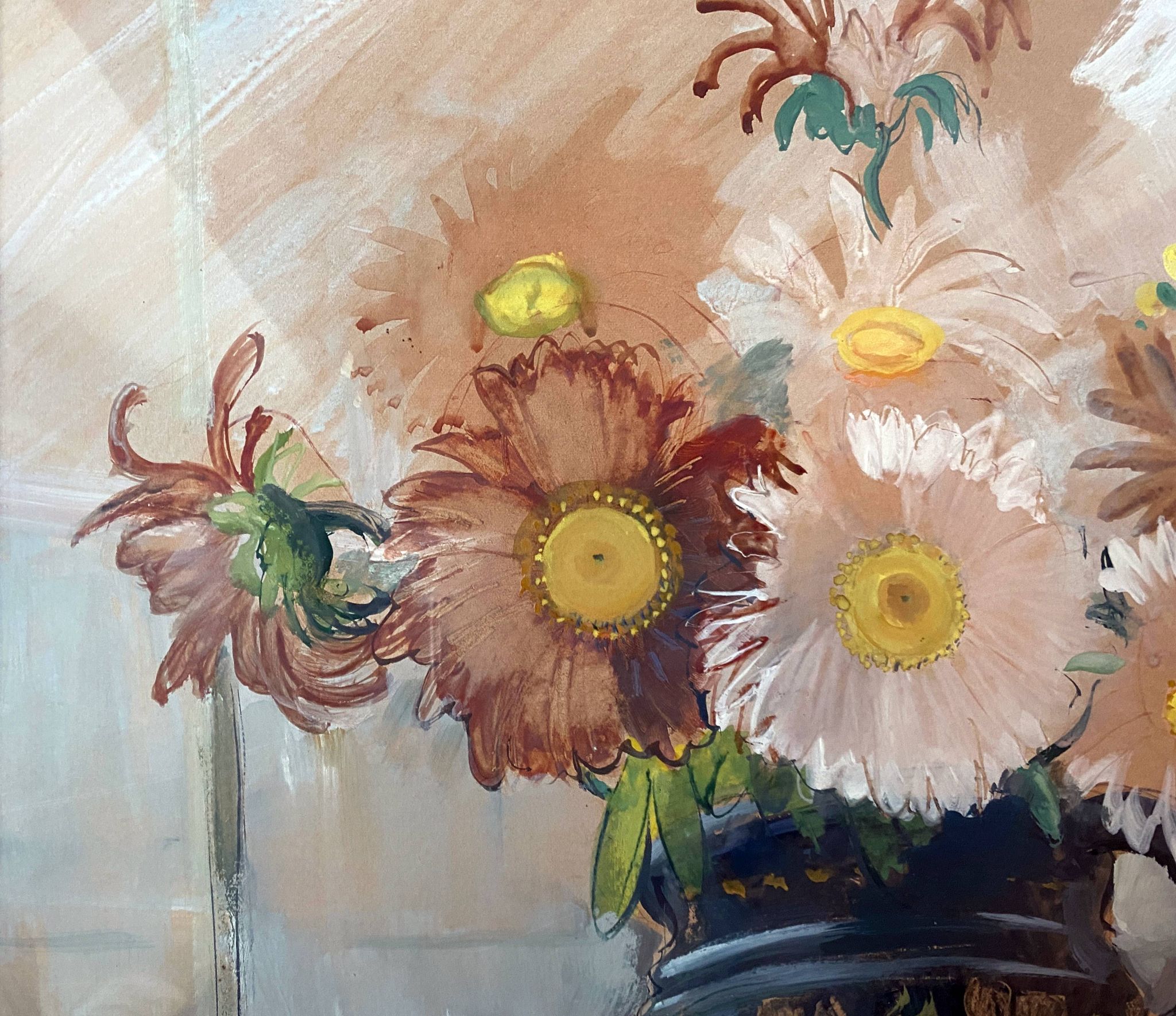 Gouache painting "floral composition" signed G. Duran + frame