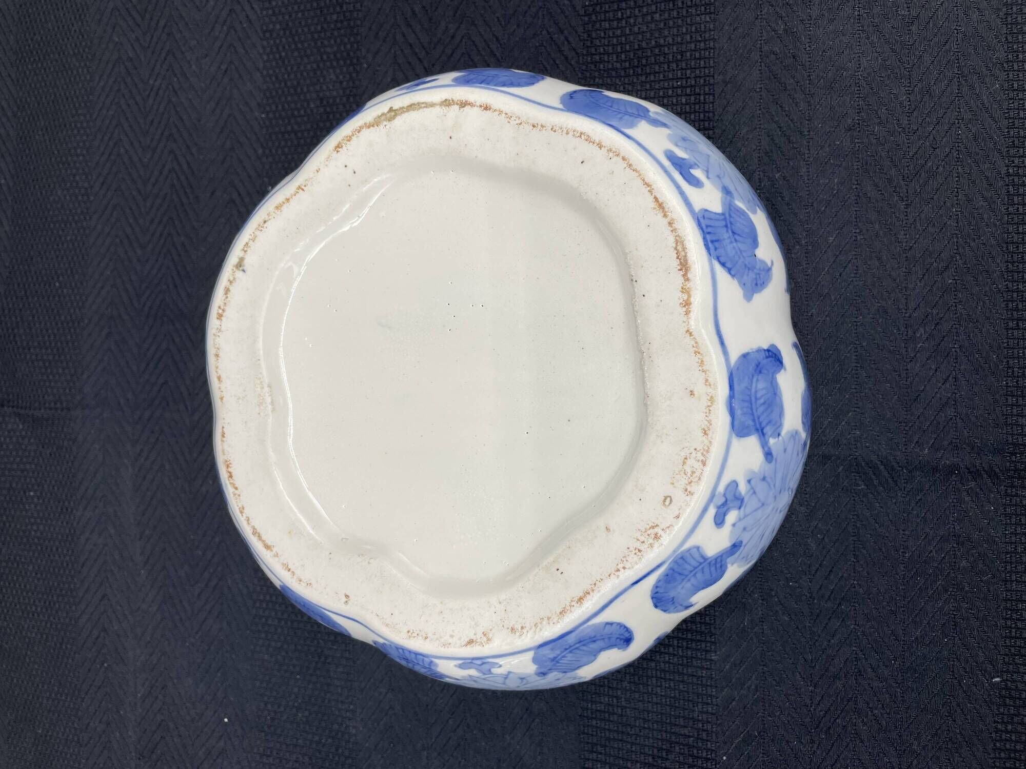 Chinese covered pot, box, jewelry box, pumpkin, white porcelain, China blue plant decor