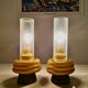 Olive green opaline glass table lamps