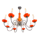 Lustre vintage orange Murano glass 8 bras