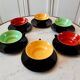 Set of 6 cups and two-tone saucers 60s