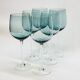 6 Large Wine or Water Balloon Glasses in Petrol Blue Color Blown Glass