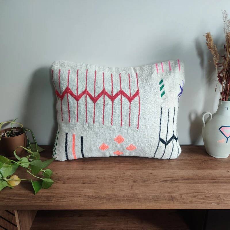 White Moroccan bohemian cushion