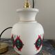 Vintage suspension lamp in white opaline decorated electrified to nine