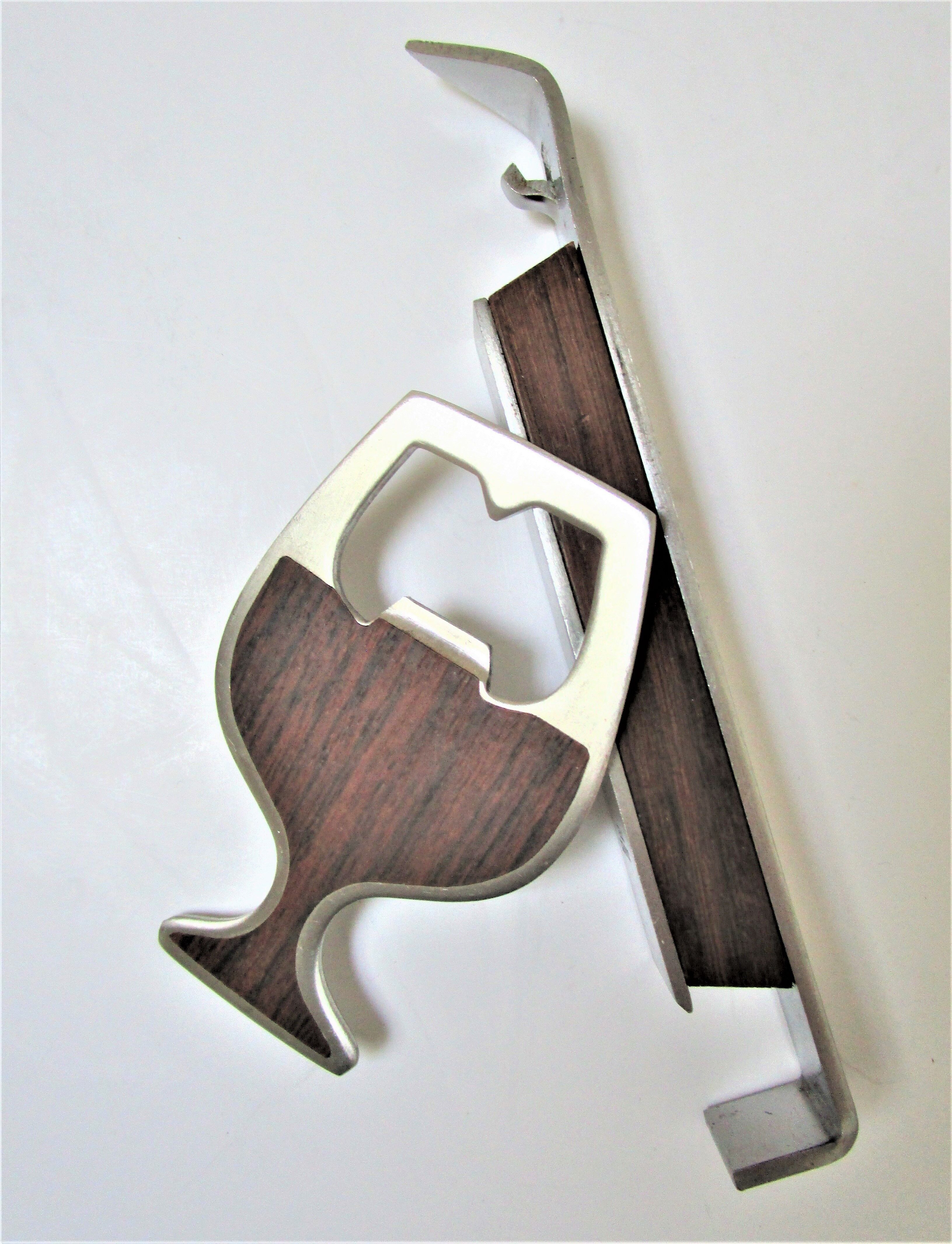 Two bottle opener rosewood steel vintage design