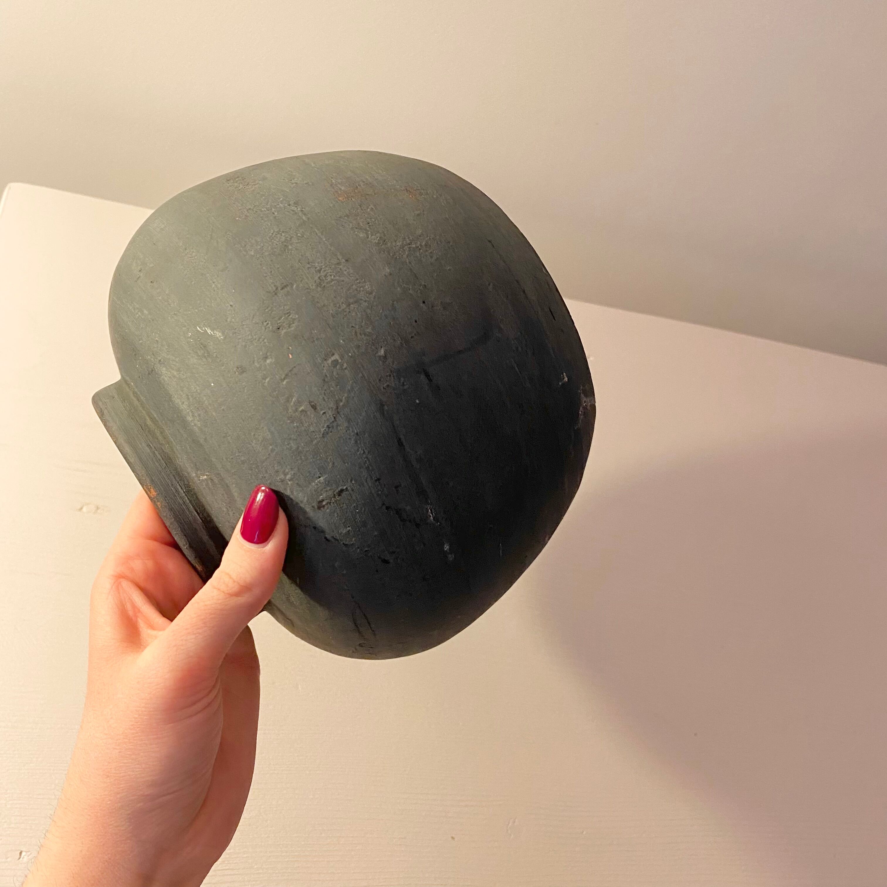 Black patinated terracotta vase