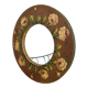 Vintage hand painted wooden round wall mirror