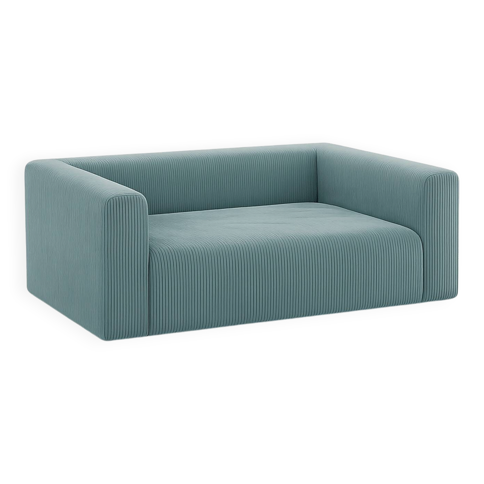 Rectangular blue velvet sofa