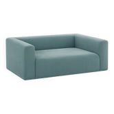 Rectangular blue velvet sofa
