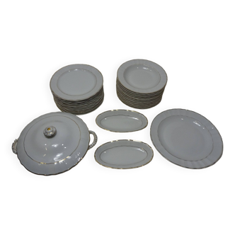 Limoges porcelain service B&C Bernardaud white and gold Malmaison 27 pieces