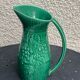 Green enamelled ceramic slurry jug Sarreguemines France