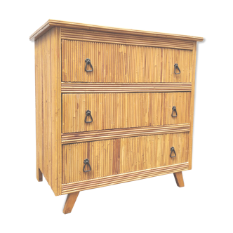 Vintage and atypical rattan chest of drawers