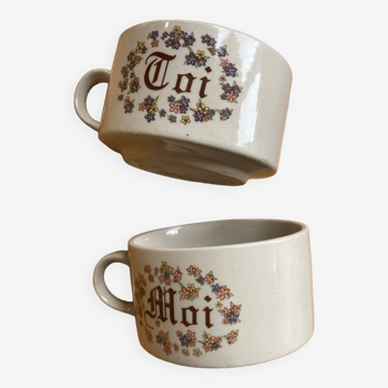 You and me duo breakfast cups in stoneware
