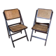 Pair of wood folding chair and vintage cannage #a084