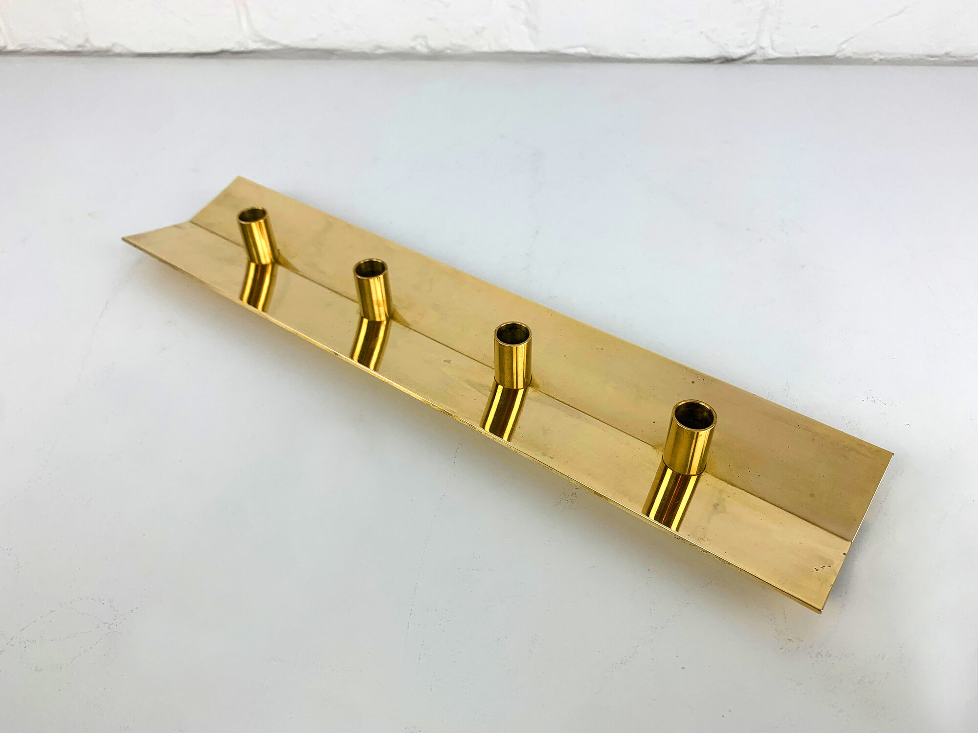 Scandinavian brass candle holder, vintage, Pierre Forsell for Skultuna, 1960