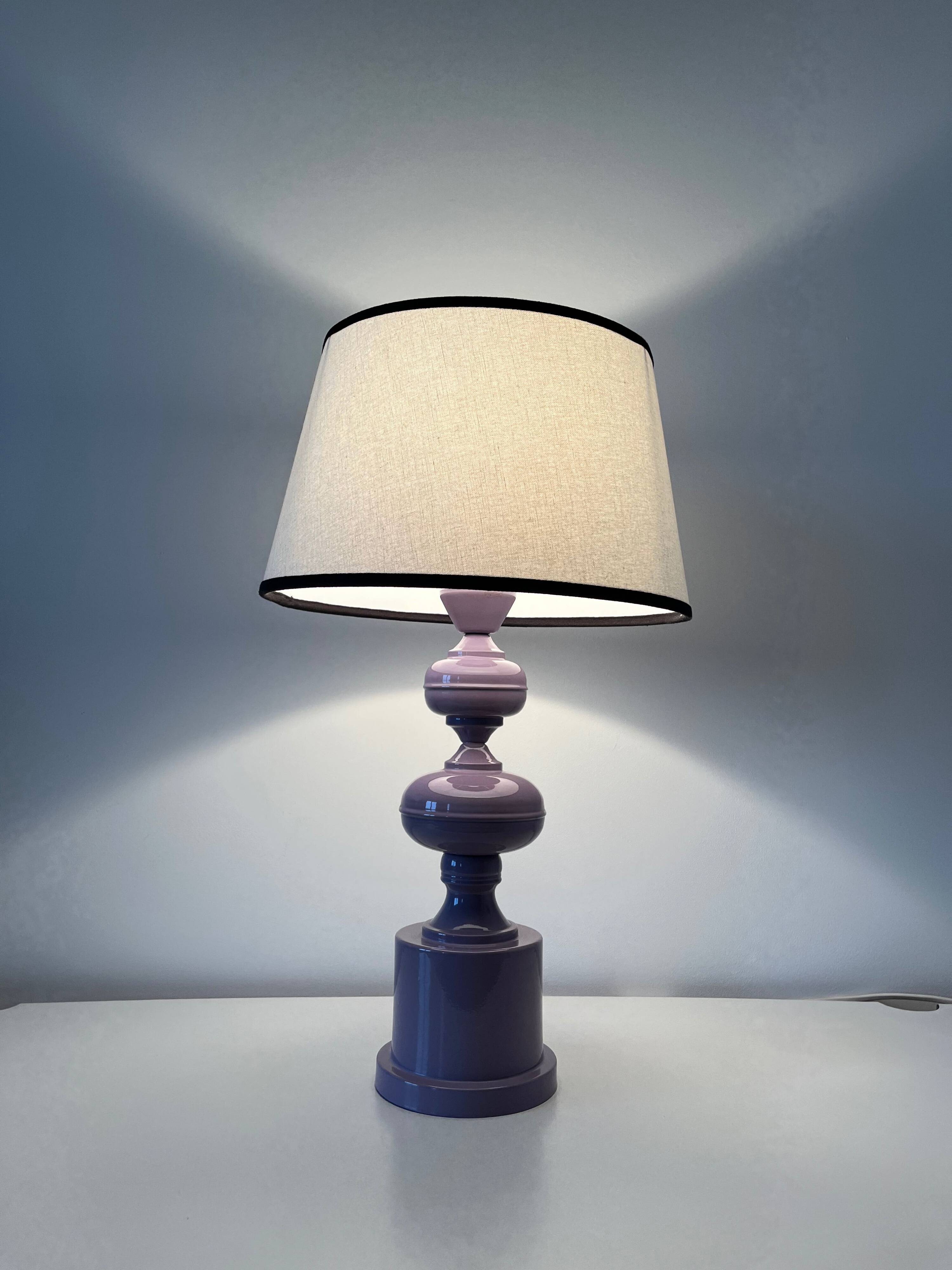 Vintage purple lacquered metal lamp from the 1970s