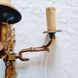 Pair of Empire style wall sconces in gilded bronze and Empire green, mid