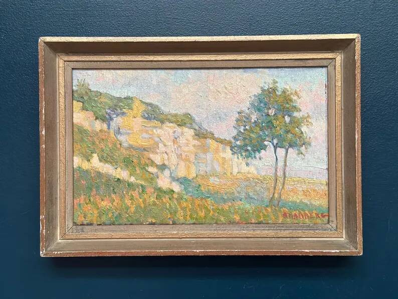 Original Swedish Oil on Canvas – “Landscape” by B. Hallberg – Signed – Vintage & Framed – 50 × 33 cm