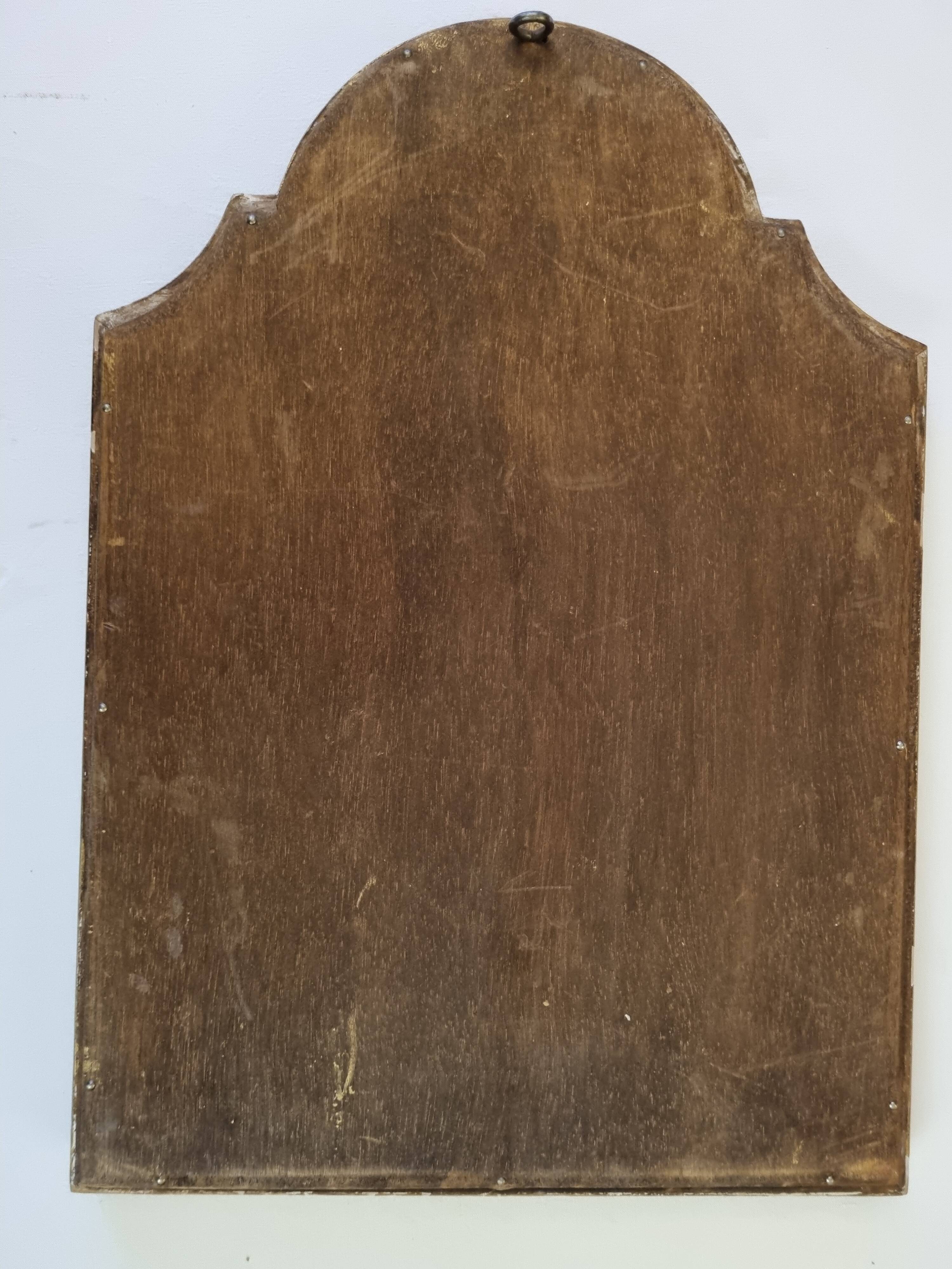 Wall mirror with a curved pediment in gilded wood, Louis-Philippe style, 44x30 cm