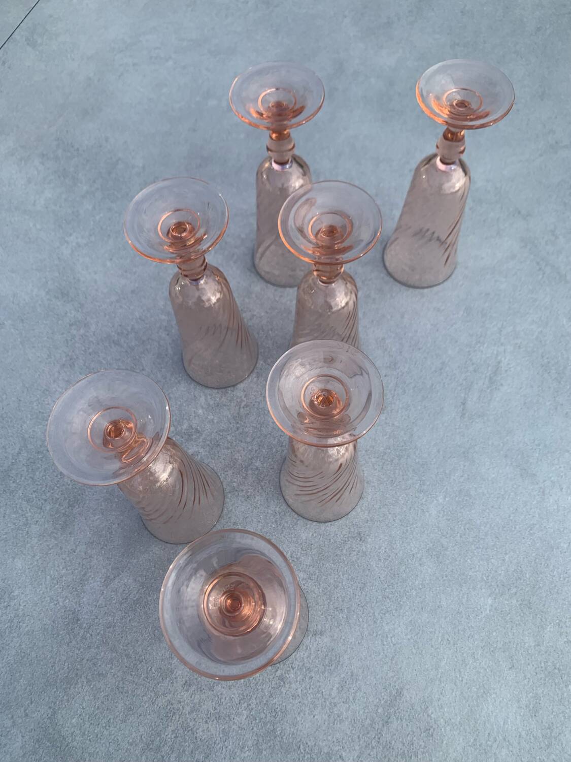 7 Roseline foot flutes - vintage Arcoroc