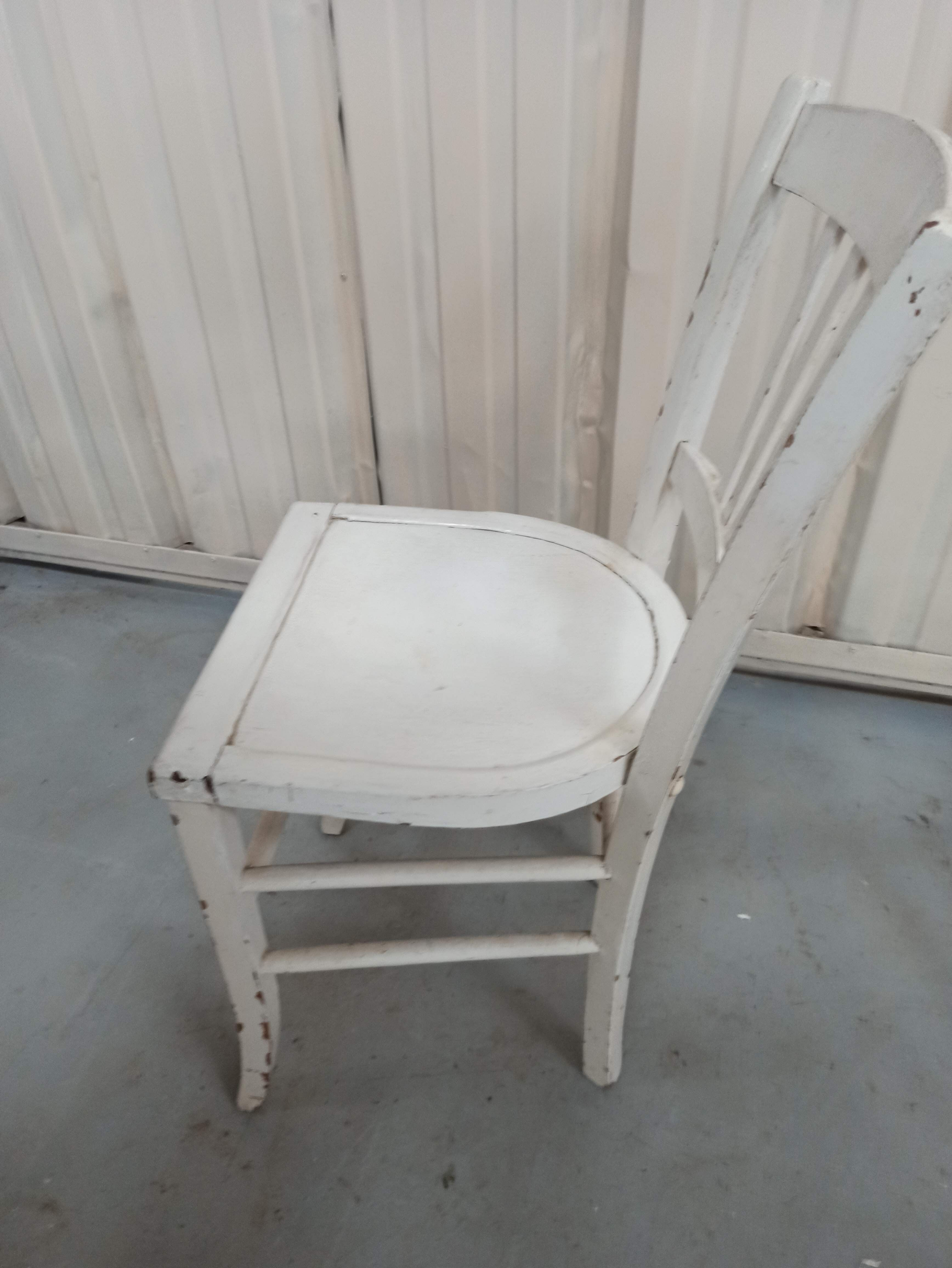 4 patinated white bistro chairs