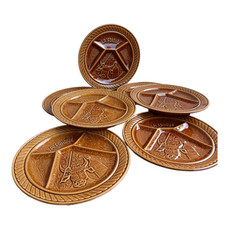 Set of 6 plates La Fondue - Sarreguemines - Digoin