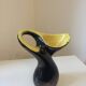 Vintage 1950s black and yellow ceramic vase in the Vallauris style