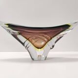Bol ou centre de table en verre Sommerso marron par Seguso, Italie