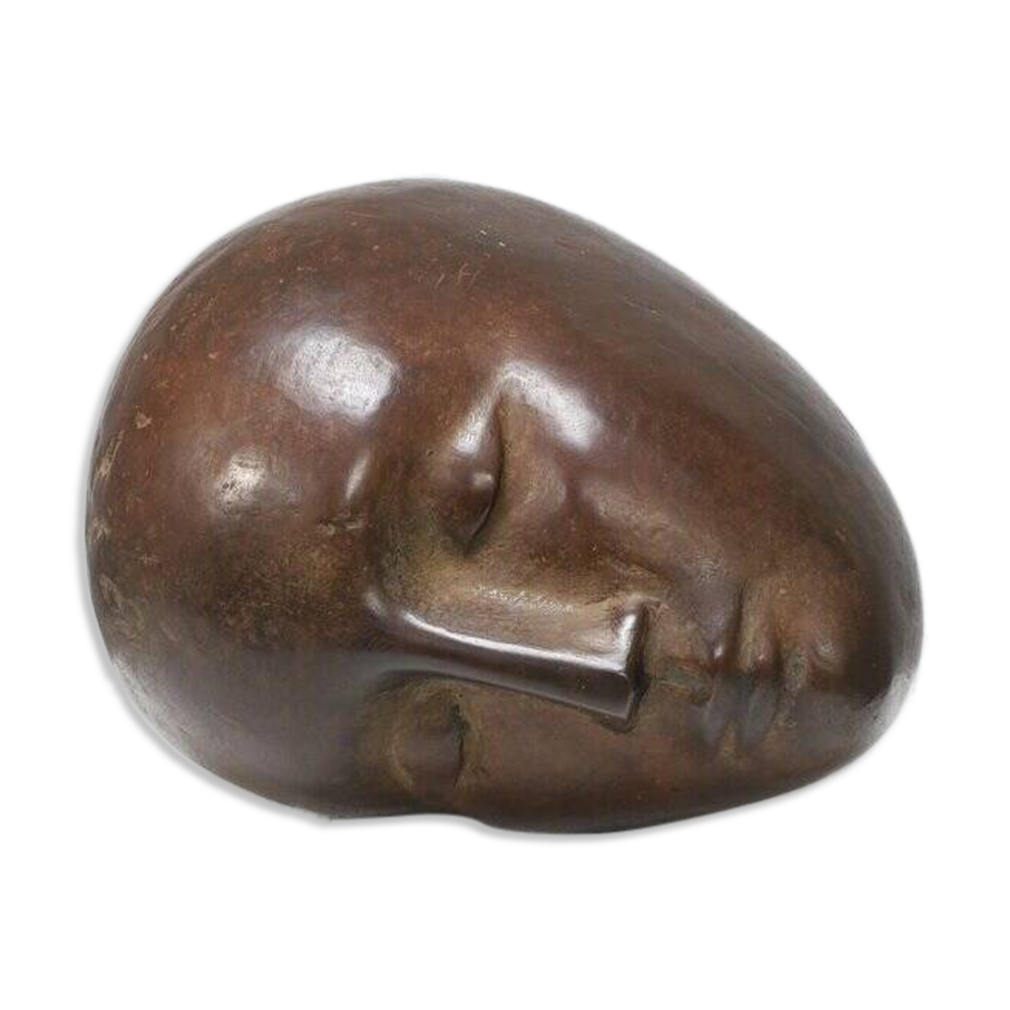 Bronze Sculpture – Abstracted Head, 20th Century