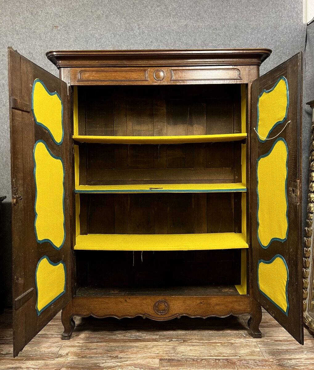 Magnificent Louis XV period wardrobe in blond oak circa 1750