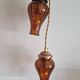 Duo of brown smoked glass portable lamps
