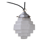 Stepped Opaque Glass Mid-Century Pendant Light