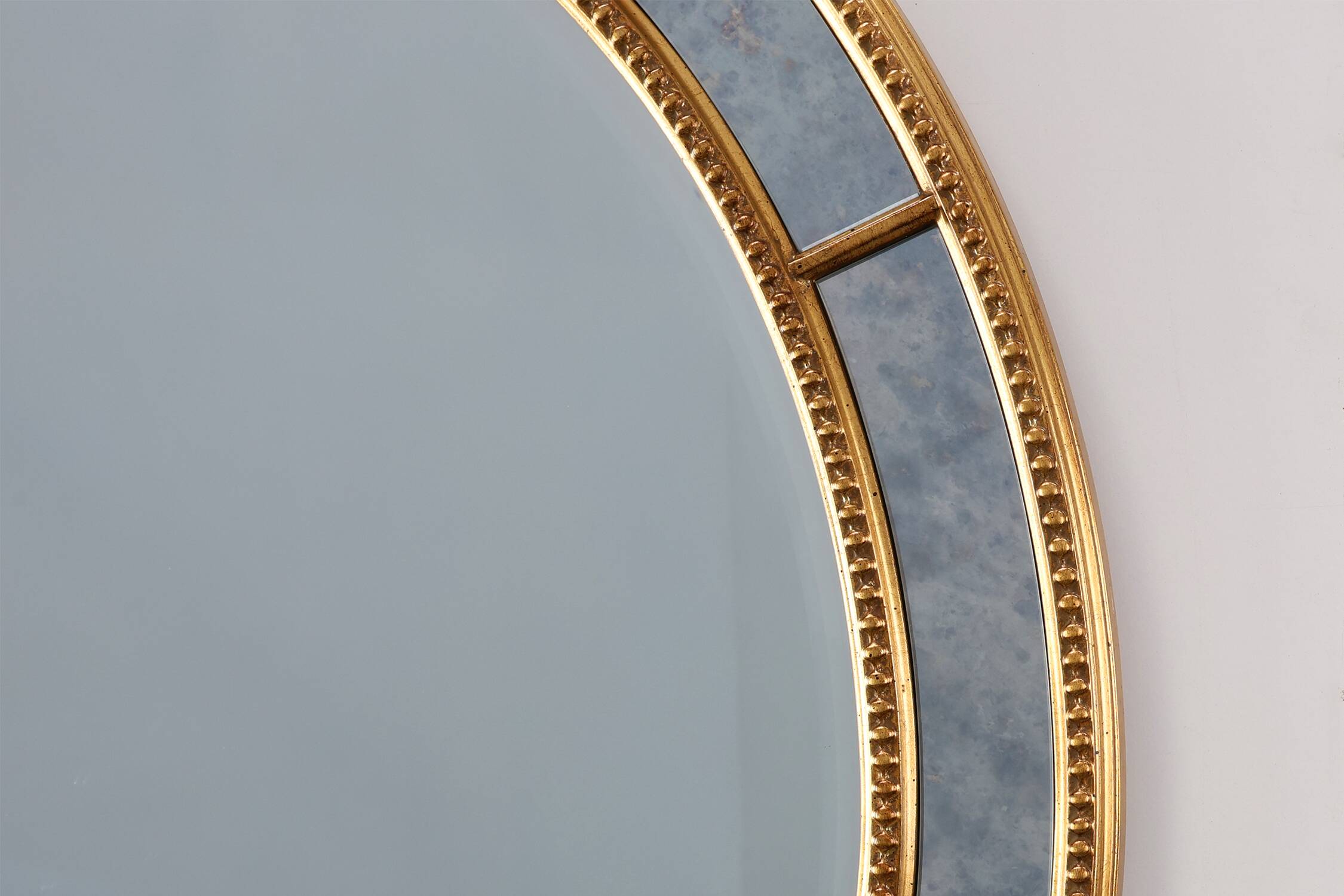 Mid-century gilt oval Mirror by Deknudt, Belgium 1980s