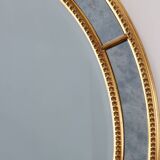 Mid-century gilt oval Mirror by Deknudt, Belgium 1980s