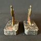 Pair of art deco bronze bookends pigeons dove marble