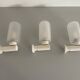 Set of 3 semi-transparent glass and white metal wall lights, 1960, Germany