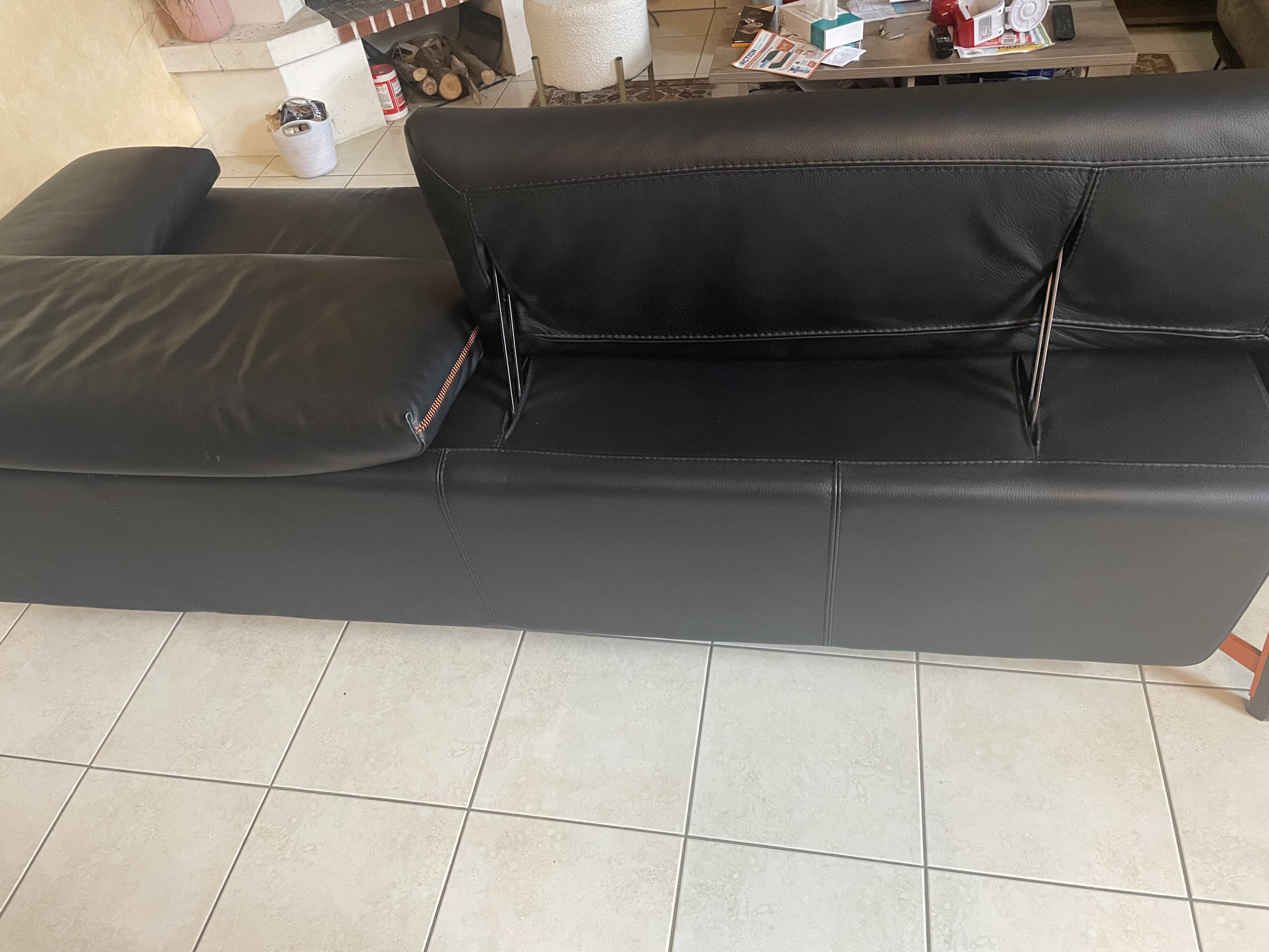 Roche Bobois black leather sofa