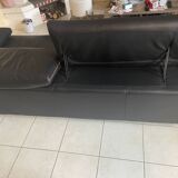 Roche Bobois black leather sofa
